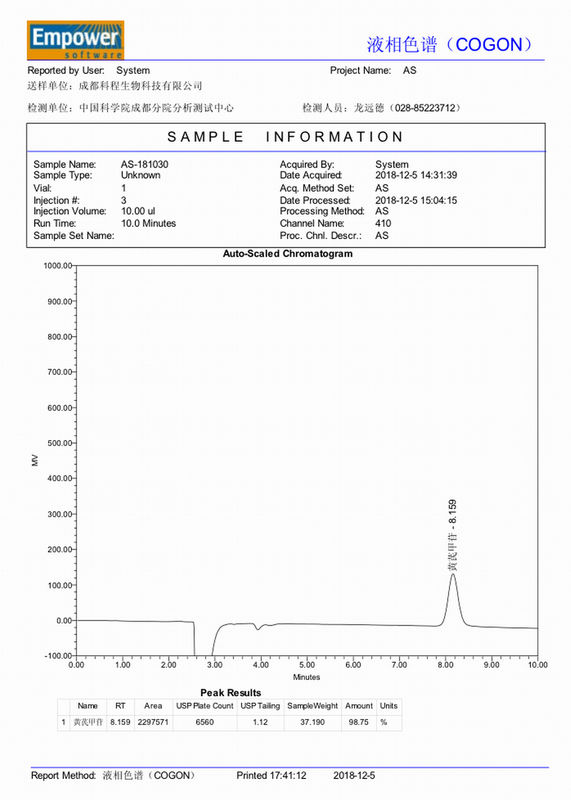 98+% Astragaloside 4 Astragal-Wurzel-entzündungshemmende verbessernde Herz-Lungen-Funktion HPLC-ELSD